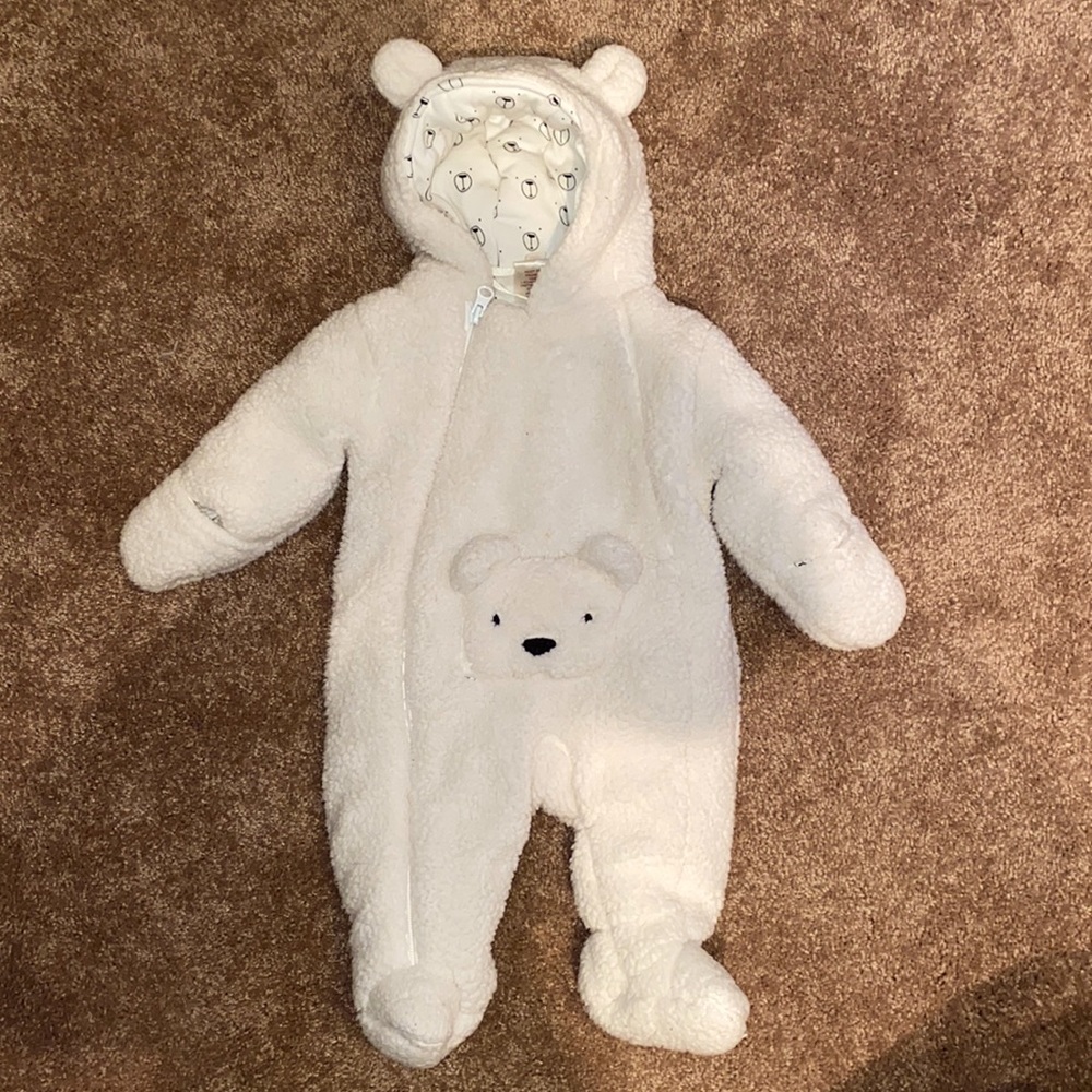 White snowsuit for baby!